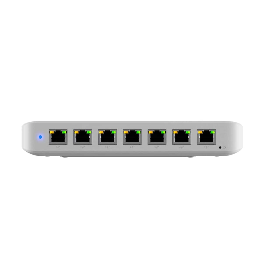 Ubiquiti Ultra 60W, Compact 8-port Layer 2 GbE PoE Switch, Versatile Mounting, 7 GbE PoE+ Output ports, 1 GbE Port, Includes PSU, - Leader Electronics