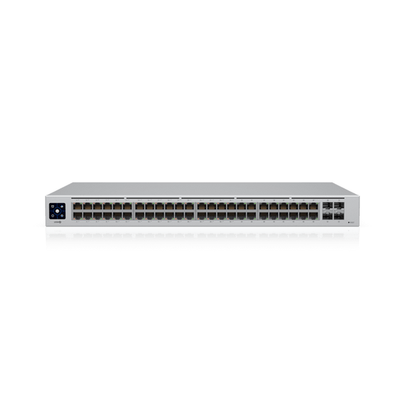 Ubiquiti UniFi 48-port Managed Gigabit Layer2 switch, 48x Gigabit Ethernet Ports w/ 32x 802.3at POE+, 4x SFP Port Touch Display 195W, - Leader Electronics