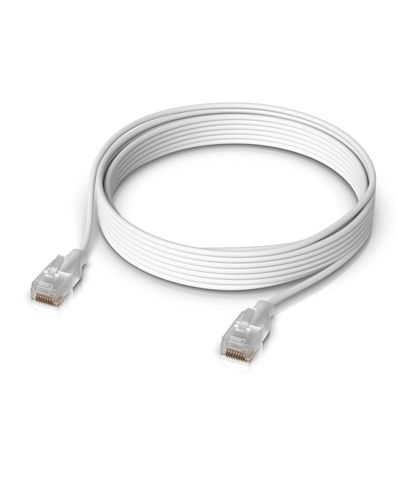 Ubiquiti UniFi Etherlighting Patch Cable, Length 8M, White, Nano-thin patch cable with 10 GbE support, designed to showcase Etherlighting effects. - Leader Electronics