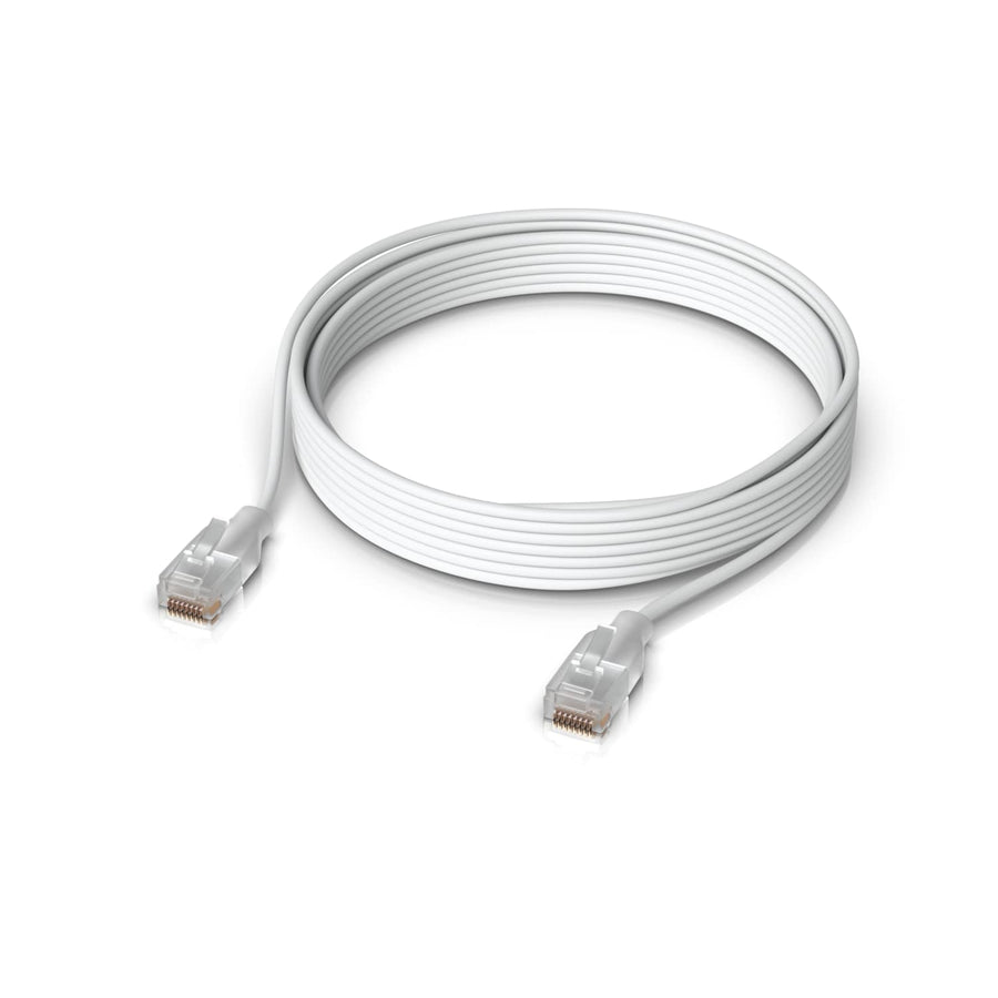 Ubiquiti UniFi Etherlighting Patch Cable, Length 8M, White, Nano-thin patch cable with 10 GbE support, designed to showcase Etherlighting effects. - Leader Electronics
