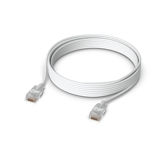 Ubiquiti UniFi Etherlighting Patch Cable, Length 8M, White, Nano-thin patch cable with 10 GbE support, designed to showcase Etherlighting effects. - Leader Electronics