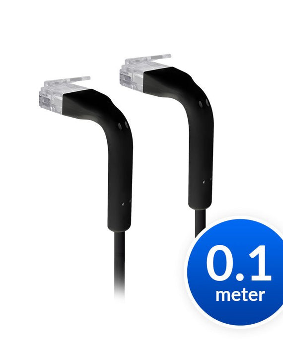Ubiquiti UniFi Patch Cable Single Unit, 0.1m, Black, Both End Bendable to 90 Degree, RJ45 Ethernet Cable, Cat6, Ultra-Thin 3mm Diameter - Leader Electronics