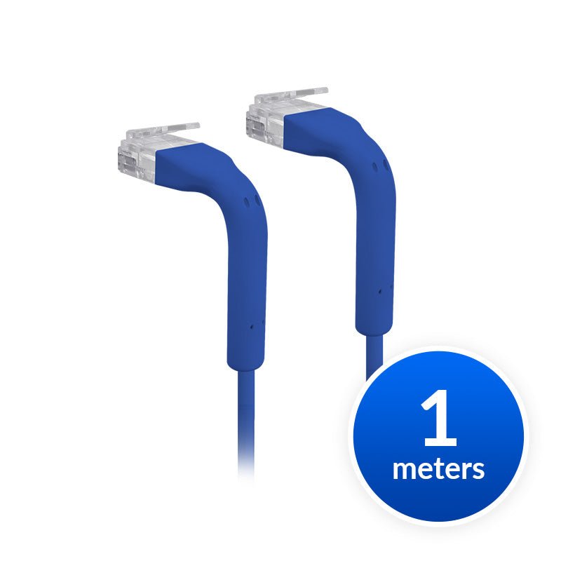 Ubiquiti UniFi Patch Cable Single Unit, 1m, Blue, End Bendable to 90 Degree, RJ45 Ethernet Cable, Cat6, Ultra-Thin 3mm Diameter - Leader Electronics