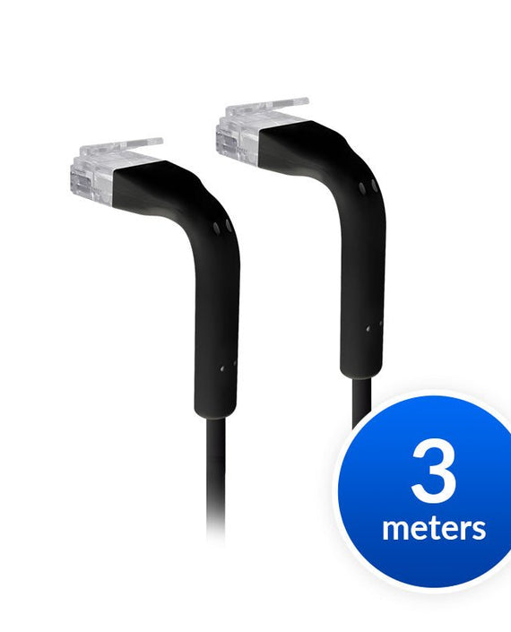 Ubiquiti UniFi Patch Cable Single Unit, 3m, Black, End Bendable to 90 Degree, RJ45 Ethernet Cable, Cat6, Ultra-Thin 3mm Diameter - Leader Electronics