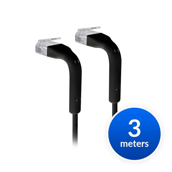 Ubiquiti UniFi Patch Cable Single Unit, 3m, Black, End Bendable to 90 Degree, RJ45 Ethernet Cable, Cat6, Ultra-Thin 3mm Diameter - Leader Electronics