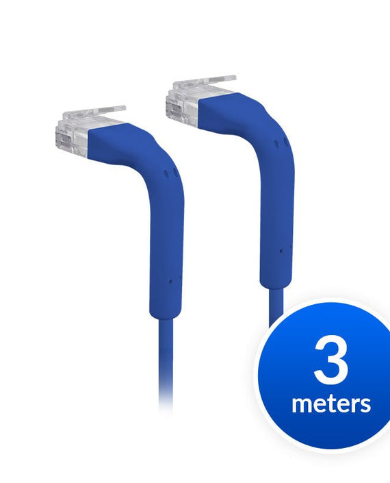 Ubiquiti UniFi Patch Cable Single Unit, 3m, Blue, End Bendable to 90 Degree, RJ45 Ethernet Cable, Cat6, Ultra-Thin 3mm Diameter - Leader Electronics