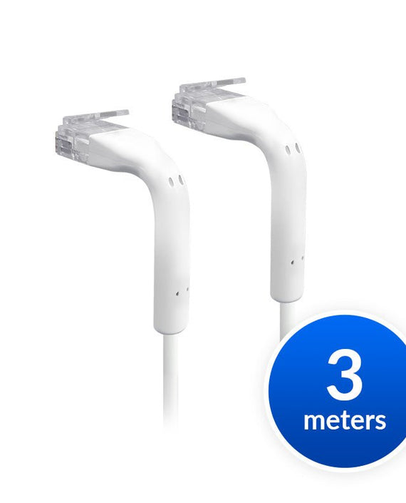 Ubiquiti UniFi Patch Cable Single Unit, 3m, White, End Bendable to 90 Degree, RJ45 Ethernet Cable, Cat6, Ultra-Thin 3mm Diameter - Leader Electronics