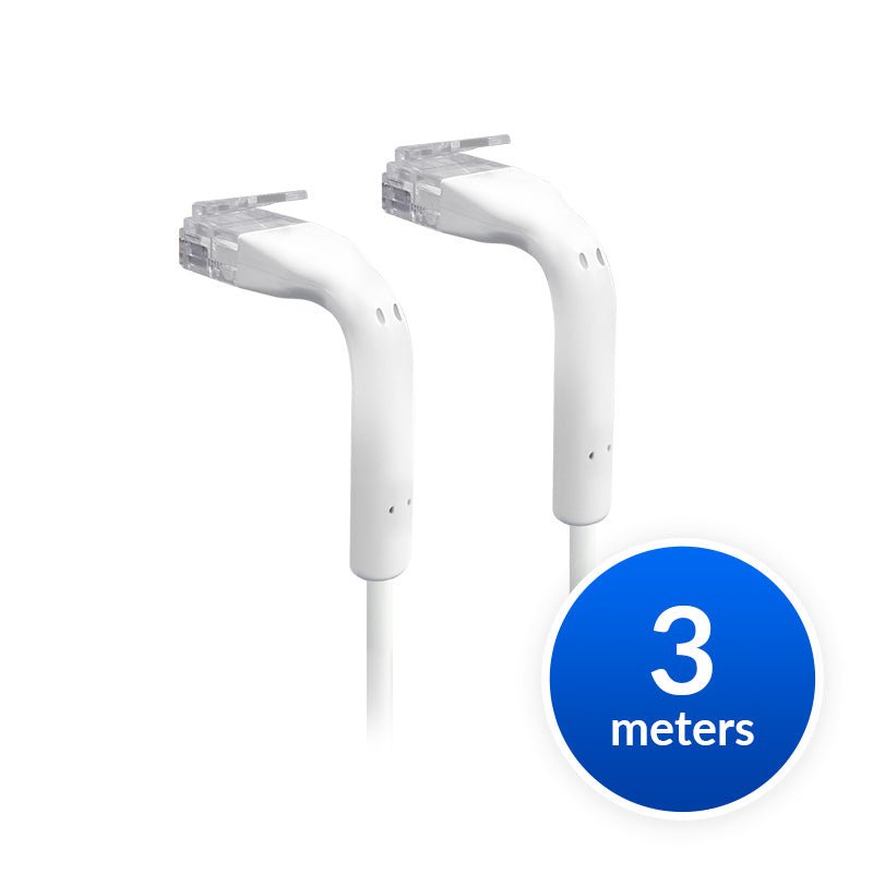 Ubiquiti UniFi Patch Cable Single Unit, 3m, White, End Bendable to 90 Degree, RJ45 Ethernet Cable, Cat6, Ultra-Thin 3mm Diameter - Leader Electronics