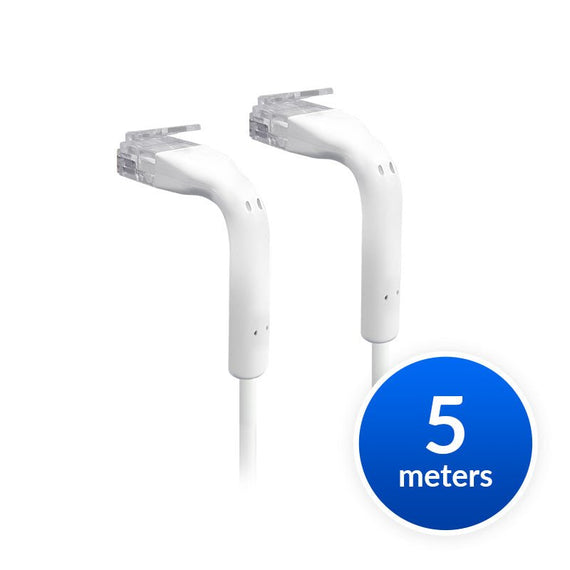 Ubiquiti UniFi Patch Cable Single Unit, 5m, White, End Bendable to 90 Degree, RJ45 Ethernet Cable, Cat6, Ultra-Thin 3mm Diameter - Leader Electronics