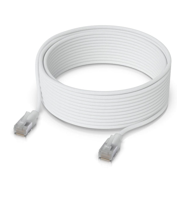 Ubiquiti UniFi Premium Patch Cable, 15M, White, Ultra-thin Braided Patch Cable, Designed And Optimized For 10 GbE Networking. - Leader Electronics