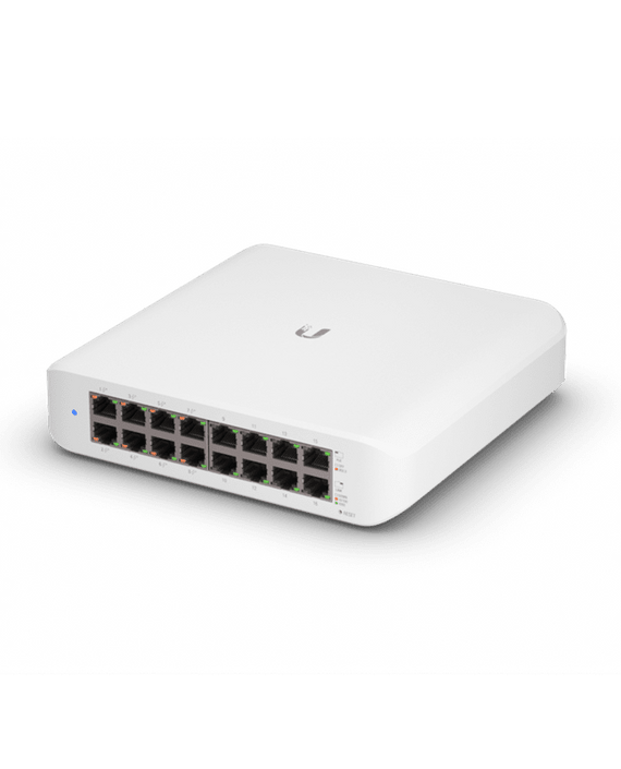 Ubiquiti UniFi Switch Lite 16 PoE, Layer 2, 16x GbE RJ45 Ports, 8x 802.3at PoE+ Ports, 45W PoE, Silent Operation, Wallmount Kit Include, - Leader Electronics