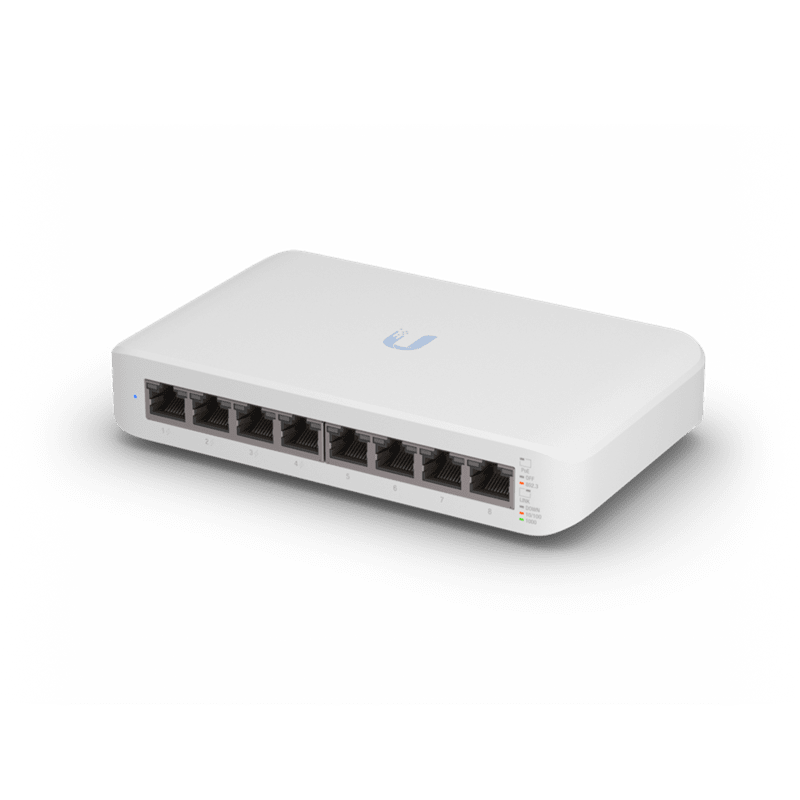 Ubiquiti UniFi Switch USW-Lite-8-POE, 4x PoE Output Ports, 52W PoE Supply, Fanless, Wall Mount Kit Included, - Leader Electronics