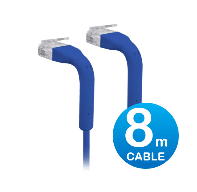 UniFi Patch Cable 8m Blue, Both End Bendable to 90 Degree, RJ45 Ethernet Cable, Cat6, Ultra-Thin 3mm Diameter U-Cable-Patch-8M-RJ45-BL - Leader Electronics