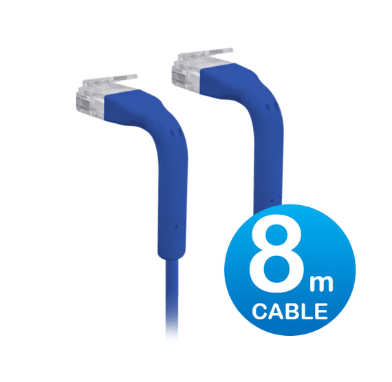 UniFi Patch Cable 8m Blue, Both End Bendable to 90 Degree, RJ45 Ethernet Cable, Cat6, Ultra-Thin 3mm Diameter U-Cable-Patch-8M-RJ45-BL - Leader Electronics