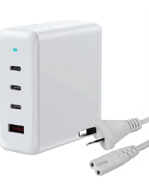 USP 100W Four Ports USB-C PD GaN Wall Charger White - 3x USB-C, 1x USB-A, Efficient, High Quality, Tablet, Laptop, iPhone, 5 Years Warranty - Leader Electronics