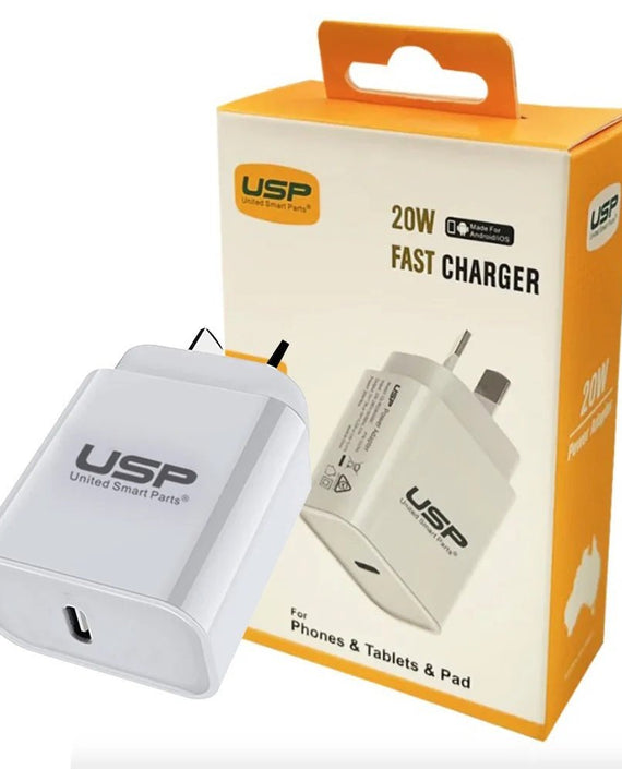 USP 20W USB-C PD Fast Wall Charger White - Fast Charging, Safety Certified, Universally Compatible, And Travel-Friendly For All Your Devices - Leader Electronics