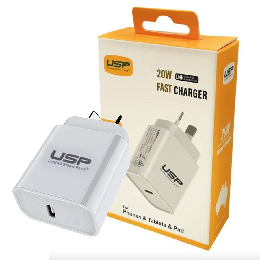 USP 20W USB-C PD Fast Wall Charger White - Fast Charging, Safety Certified, Universally Compatible, And Travel-Friendly For All Your Devices - Leader Electronics