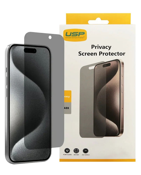 USP Apple iPhone 16 / iPhone 15 Pro / iPhone 15 (6.1') Privacy Screen Protector - Privacy Protection, Scratch Resistant, Bubble-free,5 Years Warranty - Leader Electronics
