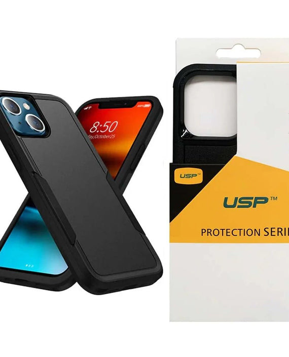 USP Apple iPhone 16e 5G (6.1') Armor Light Case Black - Two Tough Layers, Port Covers, No Slip Grippy Edges, Durable, Rugged, Sleek, 3 Year Warranty - Leader Electronics