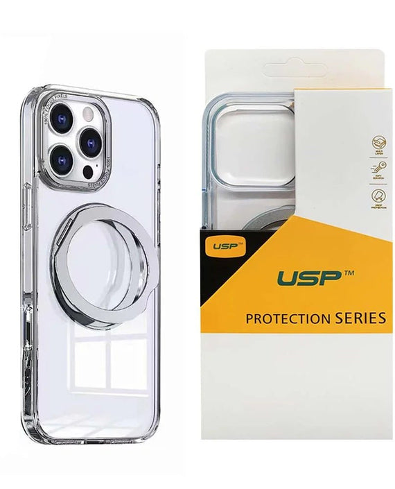 USP Apple iPhone 17 Pro (6.3') Clear Case with MagSafe - 360° Rotatable Ring-Stand,Scratch Resistant,Shockproof,5 Years Warranty - Leader Electronics