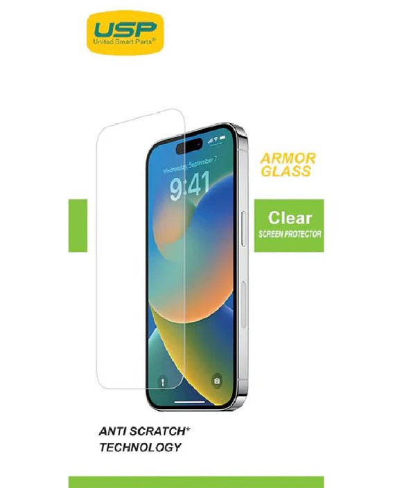 USP Apple iPhone 17 Pro / iPhone 17 / iPhone 16 Pro (6.3') Armor Glass Full Cover Tempered Glass Screen Protector - 5X Anti Scratch Technology - Leader Electronics