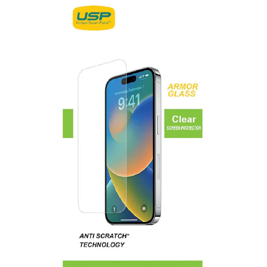 USP Apple iPhone 17 Pro / iPhone 17 / iPhone 16 Pro (6.3') Armor Glass Full Cover Tempered Glass Screen Protector - 5X Anti Scratch Technology - Leader Electronics