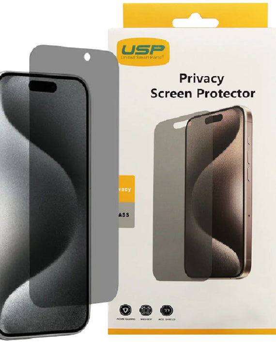 USP Apple iPhone 17 Pro / iPhone 17 / iPhone 16 Pro (6.3') Privacy Tempered Glass Screen Protector - 9H Surface Hardness, 3 Years Warranty - Leader Electronics