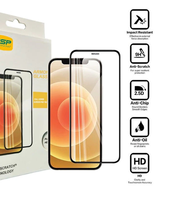 USP Apple iPhone SE (3rd & 2nd Gen) and iPhone 8/7 Armor Glass Full Cover Screen Protector - Black, 5X Anti Scratch Technology, Anti-fingerprint - Leader Electronics