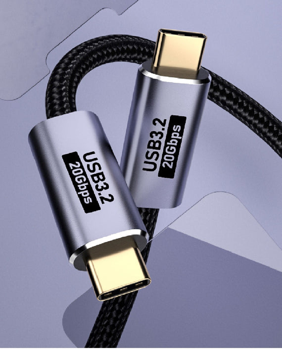 USP BoostUp Cafule Braided USB-C to USB-C (3.2 Gen2) Charge & Video Cable (1M) - Black, 5A/100W PD, 20Gbps, 8K/60Hz, Best for Laptop, Apple, Samsung - Leader Electronics