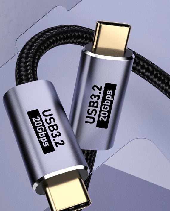 USP BoostUp Cafule Braided USB-C to USB-C (3.2 Gen2) Charge & Video Cable (2M) - Black, 5A/100W PD, 20Gbps, 8K/60Hz,Apple, Samsung, 2 Years Warranty - Leader Electronics