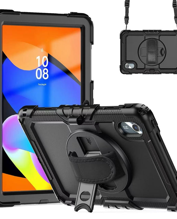 USP Rugged Lenovo Idea Tab 11 (11') Case Black - Built-in-Kickstand, Adjustable Hand Strap, Shoulder Strap, Raised Edges, DropProof, 3 Year Warranty - Leader Electronics