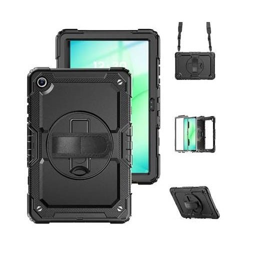 USP Rugged Samsung Galaxy A11+/Tab A9+ (11') Case Black - Built-in-Kickstand, Adjustable Hand Strap, Shoulder Strap, DropProof, 3 Year Warranty - Leader Electronics