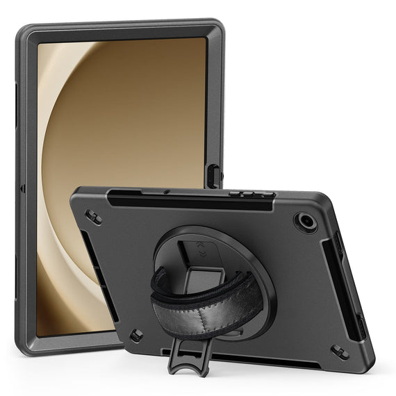 USP Rugged Samsung Galaxy Tab A9+ (11') Case Black - Built-in-Kickstand, Adjustable Hand Strap, Shoulder Strap, DropProof, ShockProof,3 Year Warranty - Leader Electronics