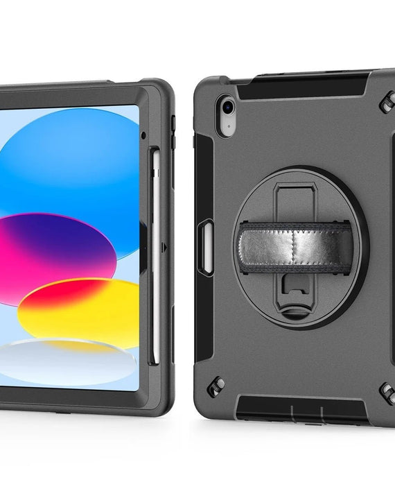 USP Rugged Samsung Galaxy Tab S10 FE+ (13.1') Case Black - Built-in-Kickstand, Adjustable Hand Strap, Pen Holder, DropProof, 3 Year Warranty - Leader Electronics
