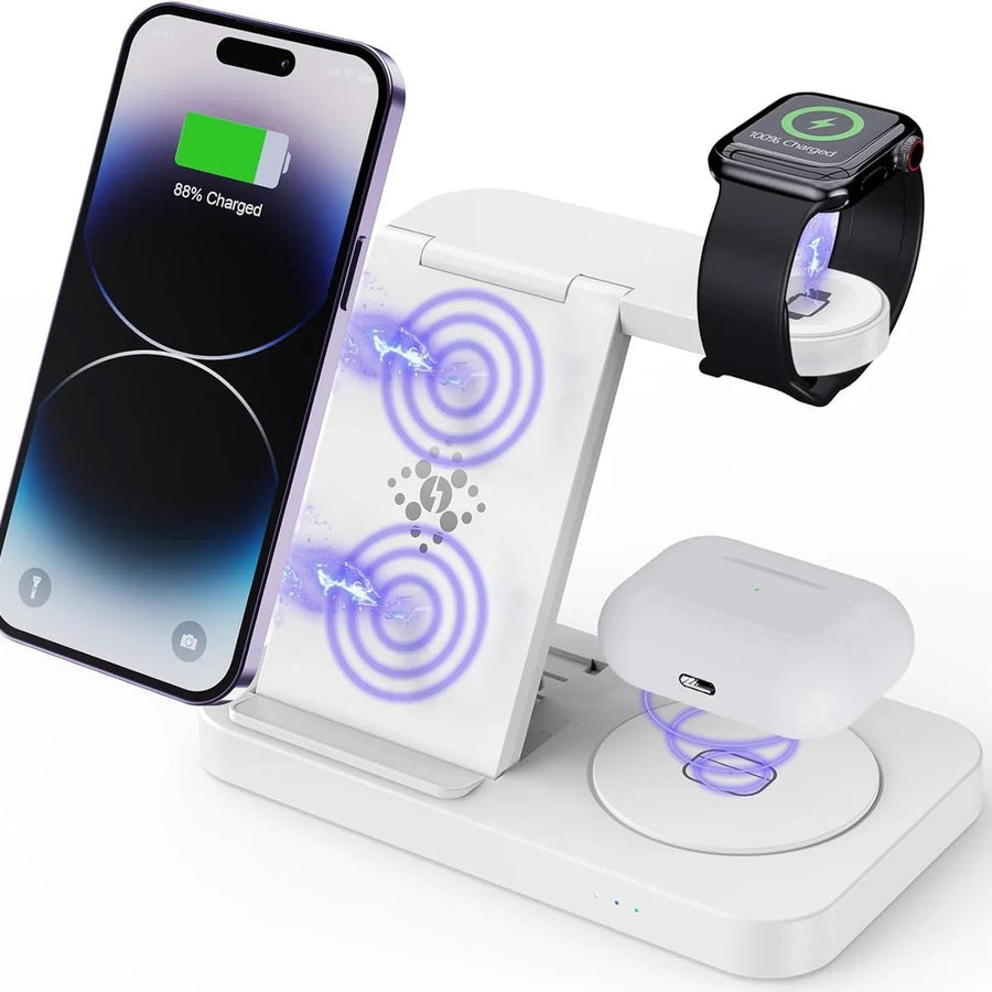 USP Samsung 3-in-1 Wireless Charging Stand, 15W, Portable & Space-Saving, Charger Station for Multiple Samsung Devices, 5 Years Warranty - Leader Electronics