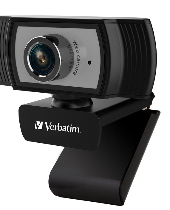 Verbatim 1080p Full HD Webcam - Black/Silver FHD 1920x1080, 2.0 Mega Pixels, Compatible with Windows XP,7 8, 10, Android V5, MacOS 10.6 or Above - Leader Electronics