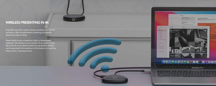 Verbatim 4K Wireless USB-C HDMI Adapter Dongle -Share My Screen Mirror Image. Compact and Ultra Portable. Windows, Linux Mac 10.2 support - Leader Electronics