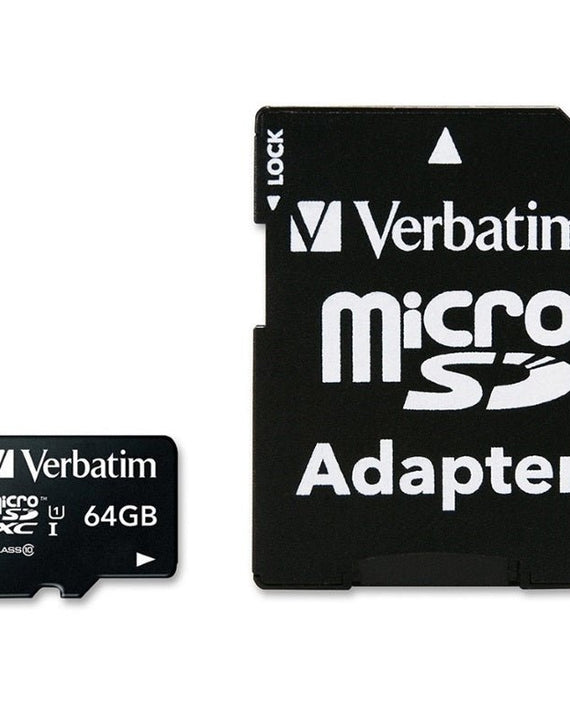 Verbatim 64GB Micro SDXC Card Class 10 UHS-I With Adaptor Up to 45MB/Sec 300X read speed - Leader Electronics
