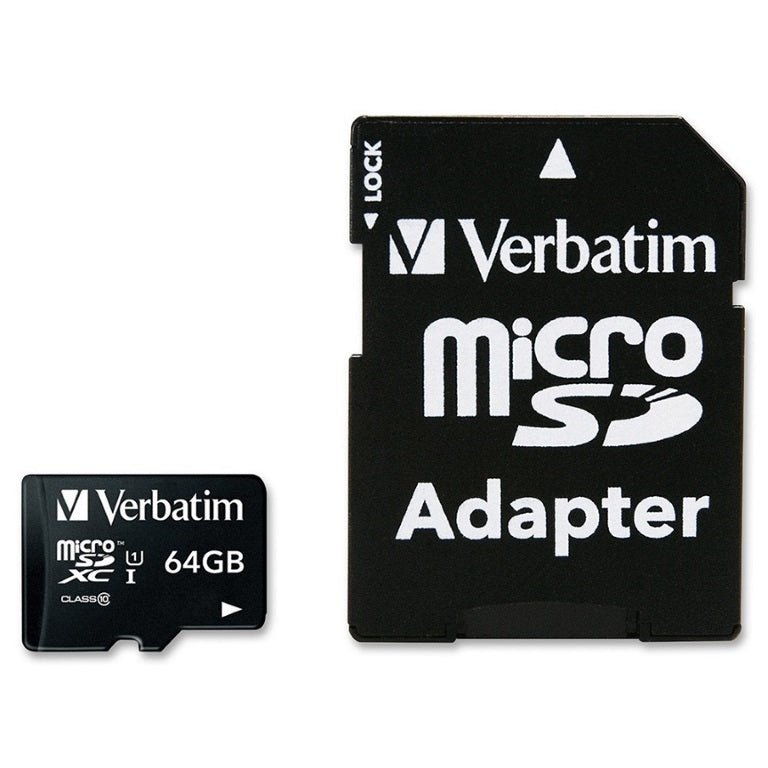 Verbatim 64GB Micro SDXC Card Class 10 UHS-I With Adaptor Up to 45MB/Sec 300X read speed - Leader Electronics