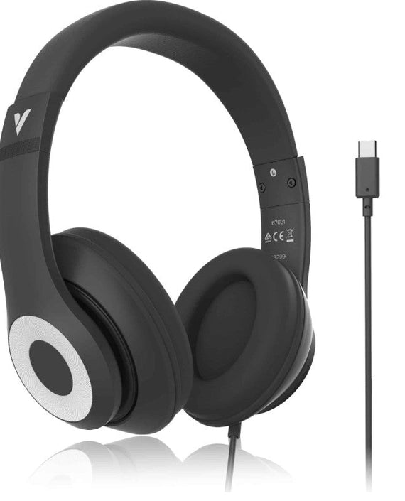 Verbatim Audio Headphone Mic Classic Type C - Black, Clear Sound, Comfort, Robust Construction, Easy modern connection. Headset. Office & School 2025 - Leader Electronics