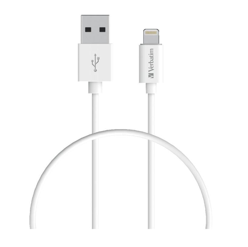 Verbatim Charge & Sync Lightning Cable 1m - White - Lightning to USB A (>66580) (LS) - Leader Electronics
