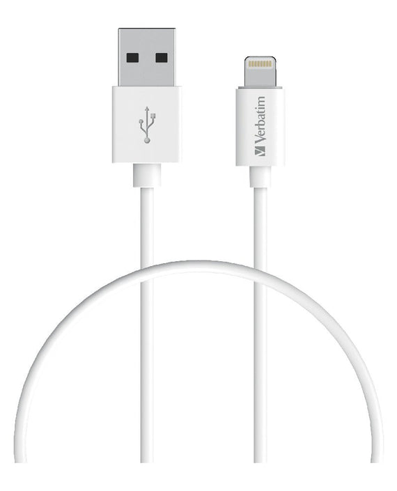 Verbatim Charge & Sync Lightning Cable 50cm - White - Lightning to USB A - Leader Electronics
