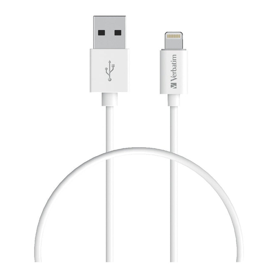 Verbatim Charge & Sync Lightning Cable 50cm - White - Lightning to USB A - Leader Electronics