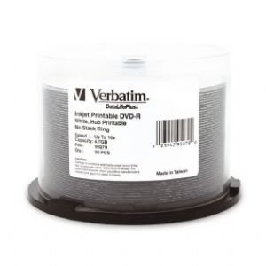 Verbatim DVD-R 4.7GB 50Pk White Wide Inkjet 16x - Leader Electronics