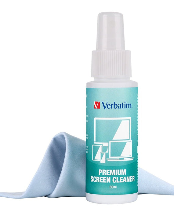 Verbatim Premium Screen Cleaning Kit - 60ml. Laptop, Phone, Tablet, Monitors, Screens, Glass. Antibacterial - Leader Electronics