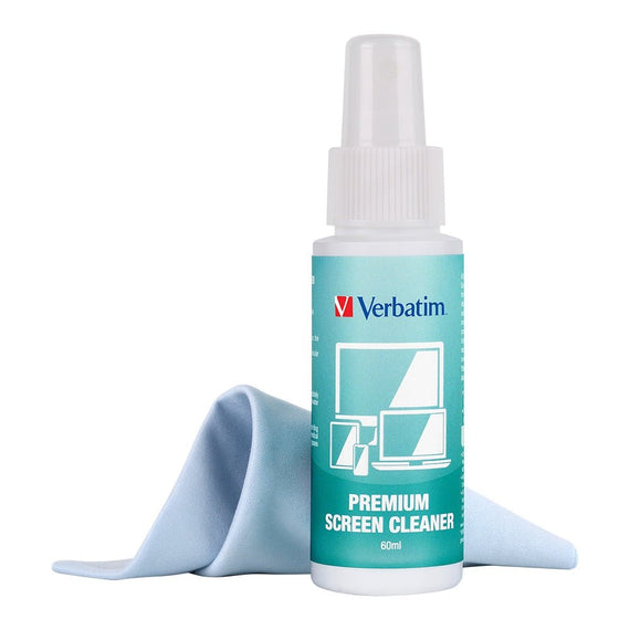 Verbatim Premium Screen Cleaning Kit - 60ml. Laptop, Phone, Tablet, Monitors, Screens, Glass. Antibacterial - Leader Electronics