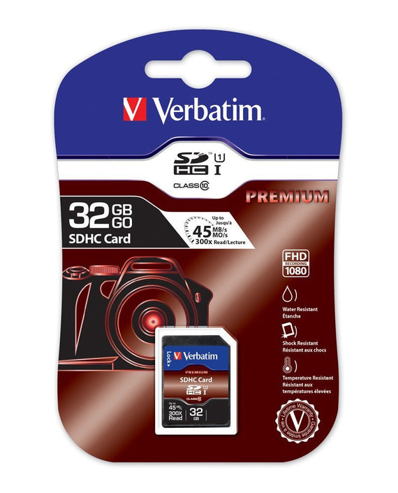 Verbatim SDHC 32GB (Class 10) Up to 45MB/Sec 300X read speed - Leader Electronics