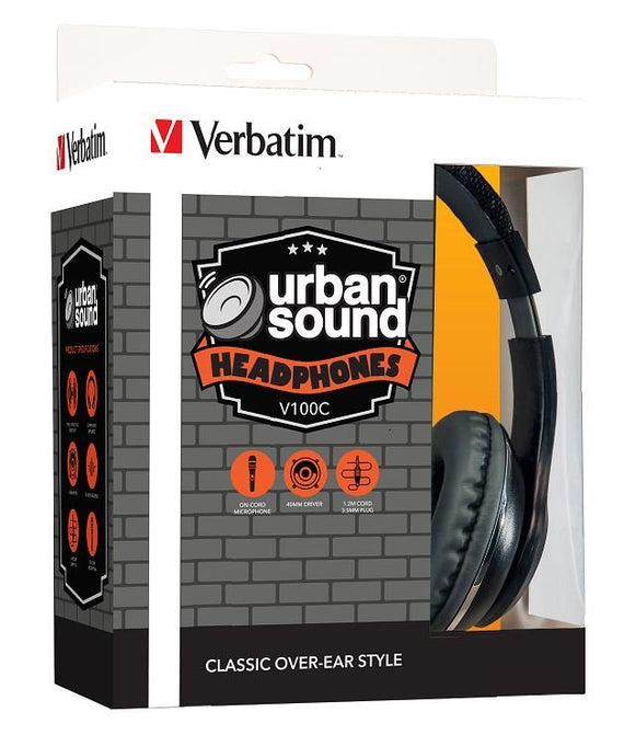 Verbatim Stereo Headphone 3.5mm - Black, Headphones Over-Ear Design, 1.2 Meter Cable Included, Great for Music on Smartphone, Laptop, Desktop - Leader Electronics