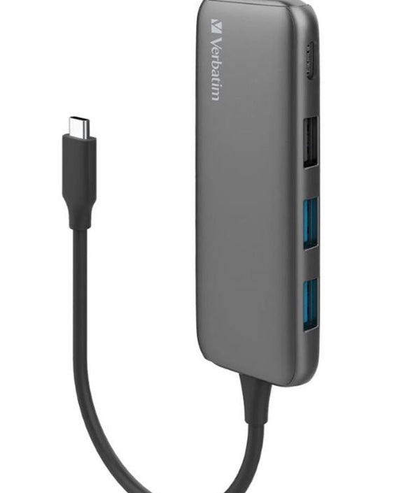 Verbatim USB-C Hub with 2 x USB-A 3.2 Gen 1 supports up to 5Gbps data transfer, 1 x USB-C supports up to 5Gbps data transfer - Space Grey - Leader Electronics