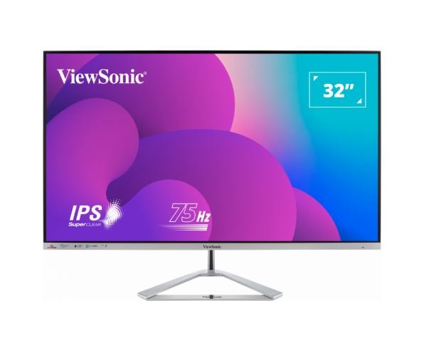 ViewSonic 32' Office Professional Stylish Elegant & Ultra Thin bezel, SuperClear IPS 4ms, FHD, HDMI, DP, VGA, Speakers, Low Energy 26w, V100, Monitor - Leader Electronics